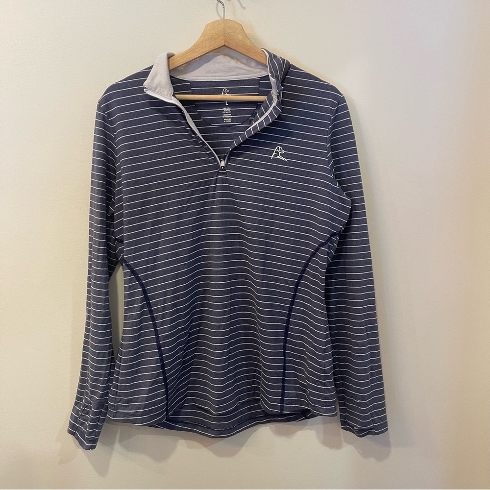 Rhoback Navy and White Striped Quarter-Zip Pullover